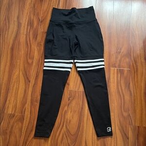 Bombshell Sportswear Black Leggings with White Stripes